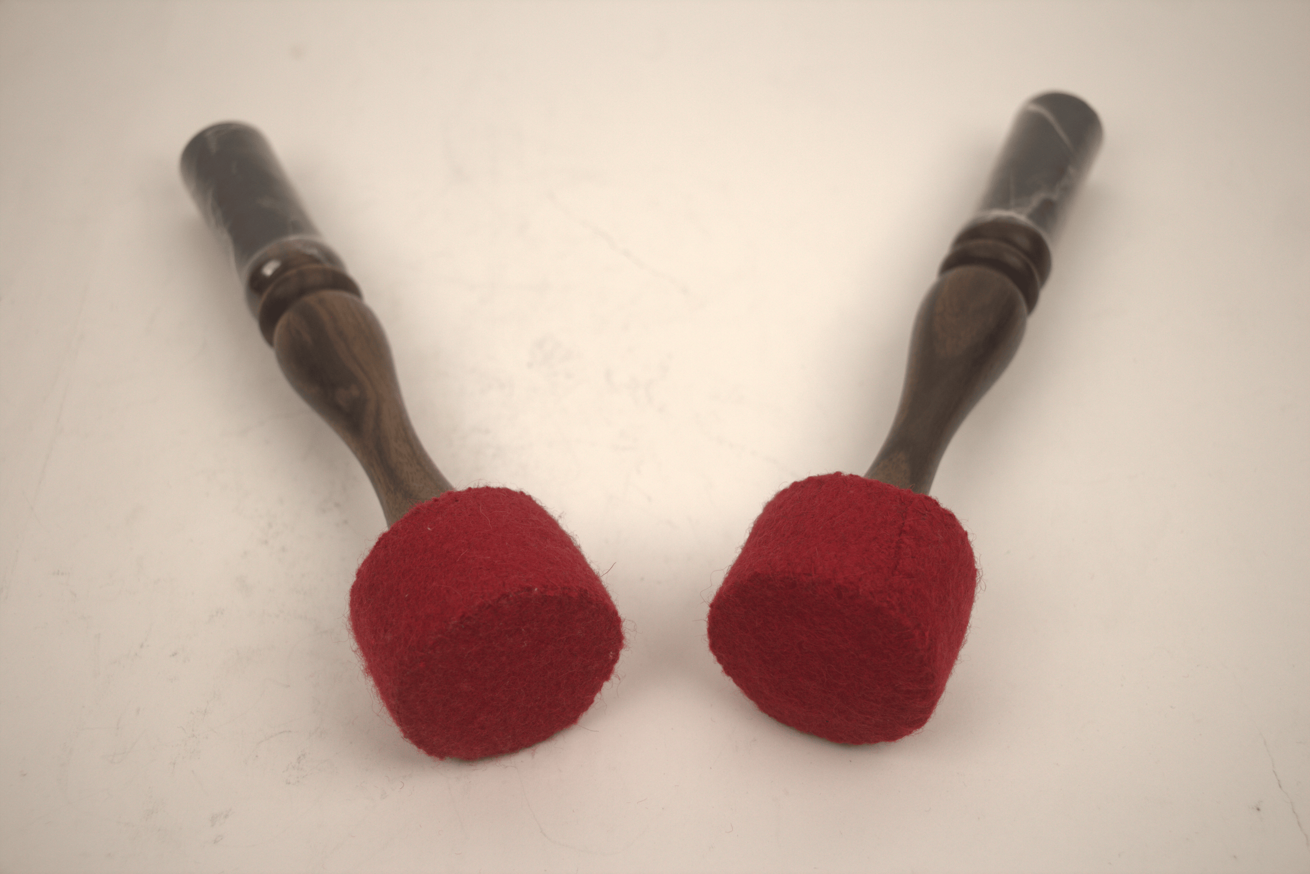 Handcrafted Double Sided Red Felt and Black Suede Mallet