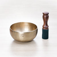Full Moon Matt Colour singing bowl with suede-wrapped wooden striker made by Nepali artisans in Kathmandu