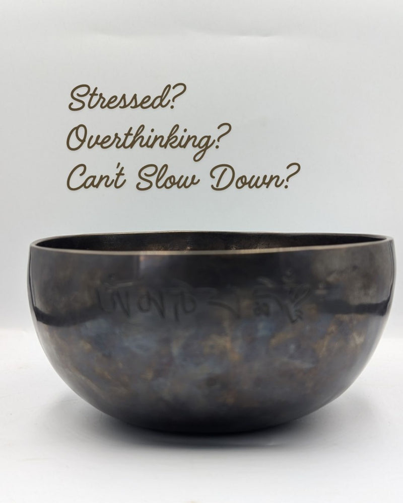 Decorative bowl with text on a light gray background