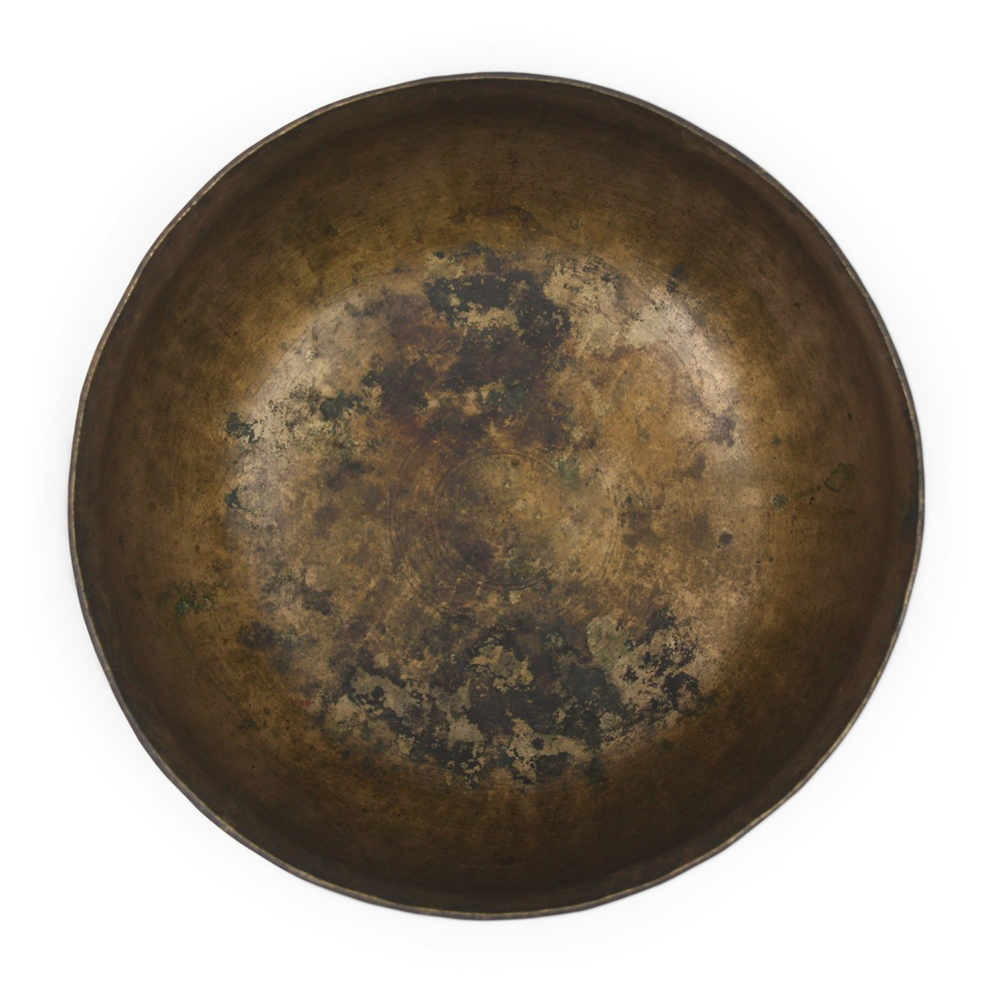 Bronze bowl with a patina on a white background