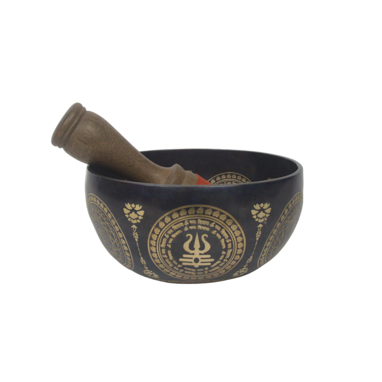 Decorative bowl with a pestle on a white background